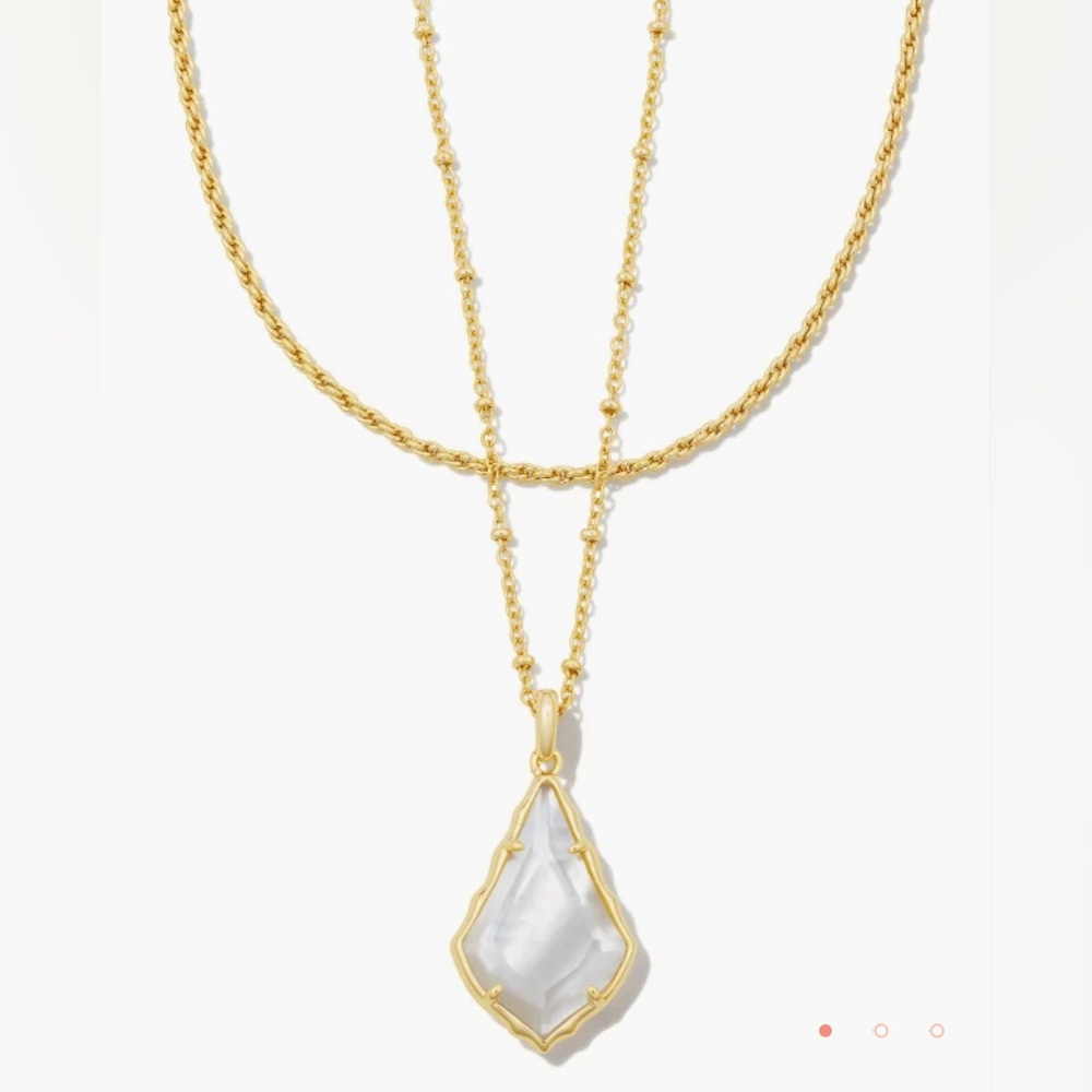 NWT Kendra Scott Faceted Alex Gold Convertible Necklace Ivory Illusion w/ pouch